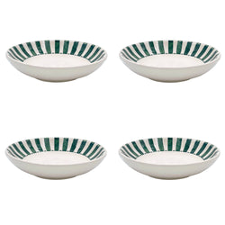 Pasta Bowl in Green, Stripes, Set of Four