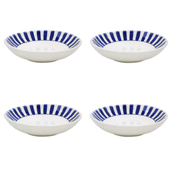 Pasta Bowl in Navy Blue, Stripes, Set of Four