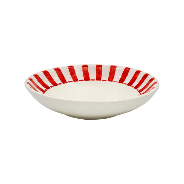 Pasta Bowl in Red, Stripes