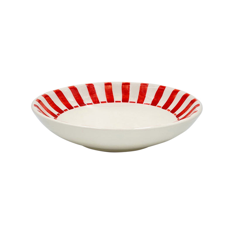 Pasta Bowl in Red, Stripes
