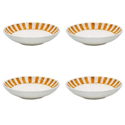 Pasta Bowl in Yellow, Stripes, Set of Four