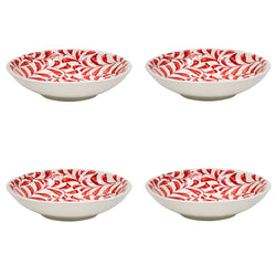 Pasta Bowl in Red, Scroll, Set of Four