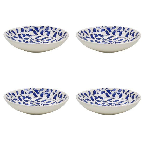 Pasta Bowl in Navy Blue, Scroll, Set of Four