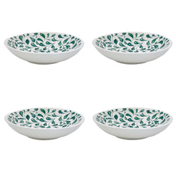 Pasta Bowl in Green, Scroll, Set of Four