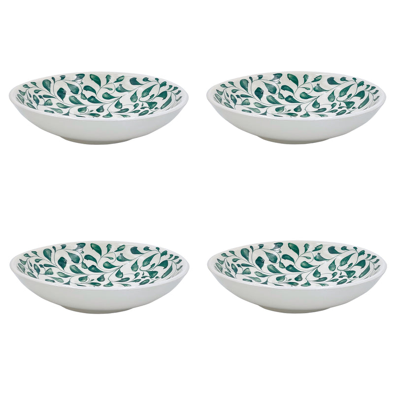 Pasta Bowl in Green, Scroll, Set of Four