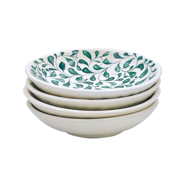 Pasta Bowl in Green, Scroll, Set of Four
