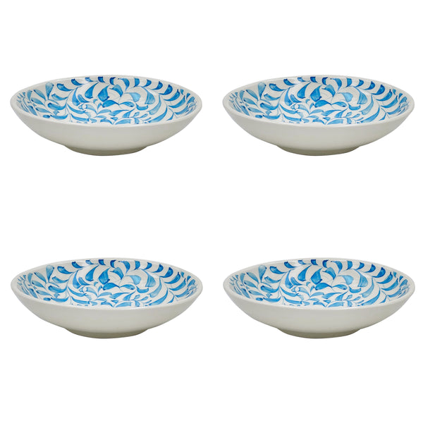 Pasta Bowl, in Light Blue, Scroll, Set of Four