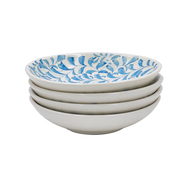 Pasta Bowl, in Light Blue, Scroll, Set of Four