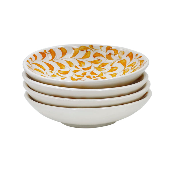 Pasta Bowl, in Yellow, Scroll, Set of Four