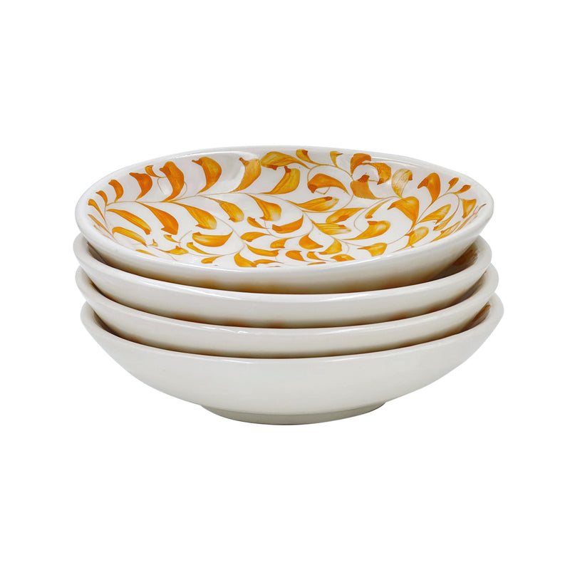 Pasta Bowl, in Yellow, Scroll, Set of Four