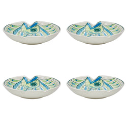 Pasta Bowl, Green Romina Fish, Set of Four