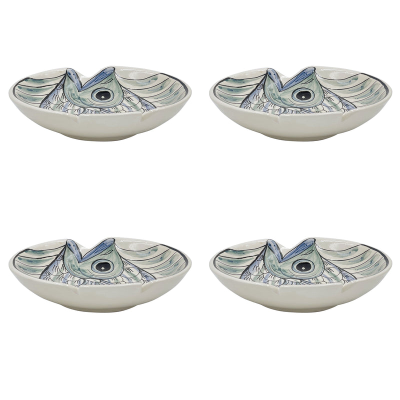 Pasta Bowl, Blue Romina Fish, Set of Four