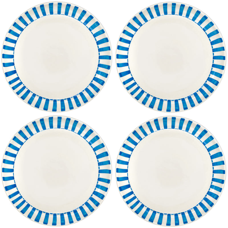 Charger Plate in Light Blue, Stripes, Set of Four