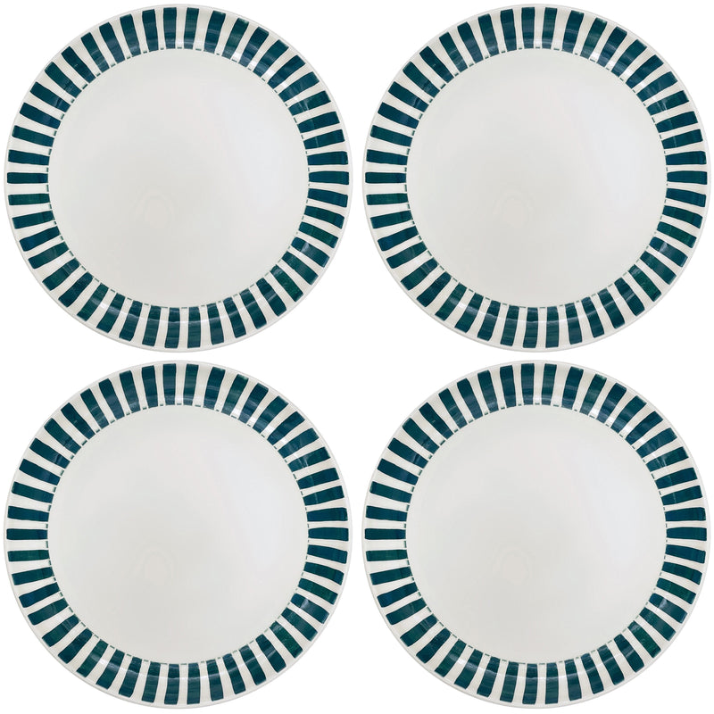 Charger Plate in Green, Stripes, Set of Four