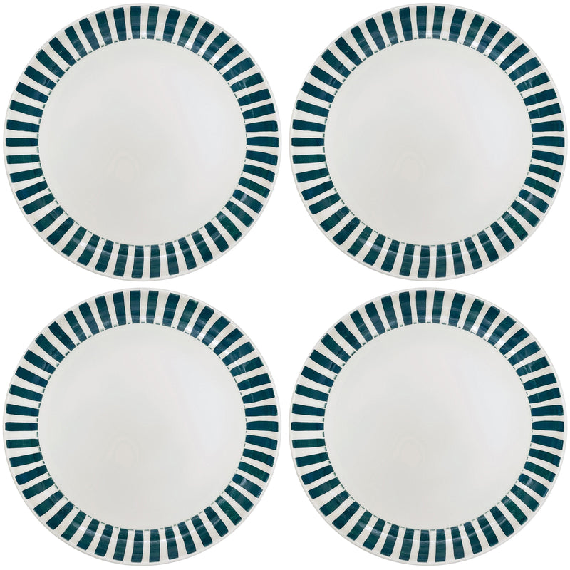 Charger Plate in Green, Stripes, Set of Four