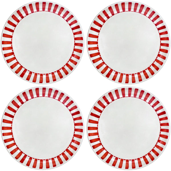 Charger Plate in Red, Stripes, Set of Four