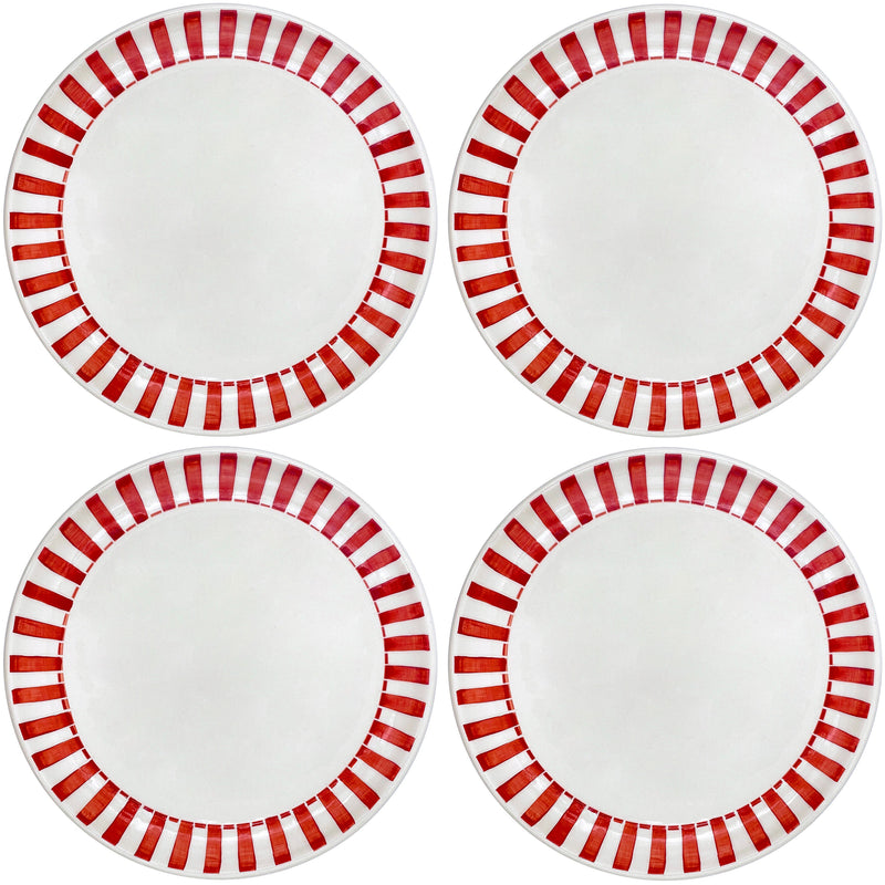 Charger Plate in Red, Stripes, Set of Four
