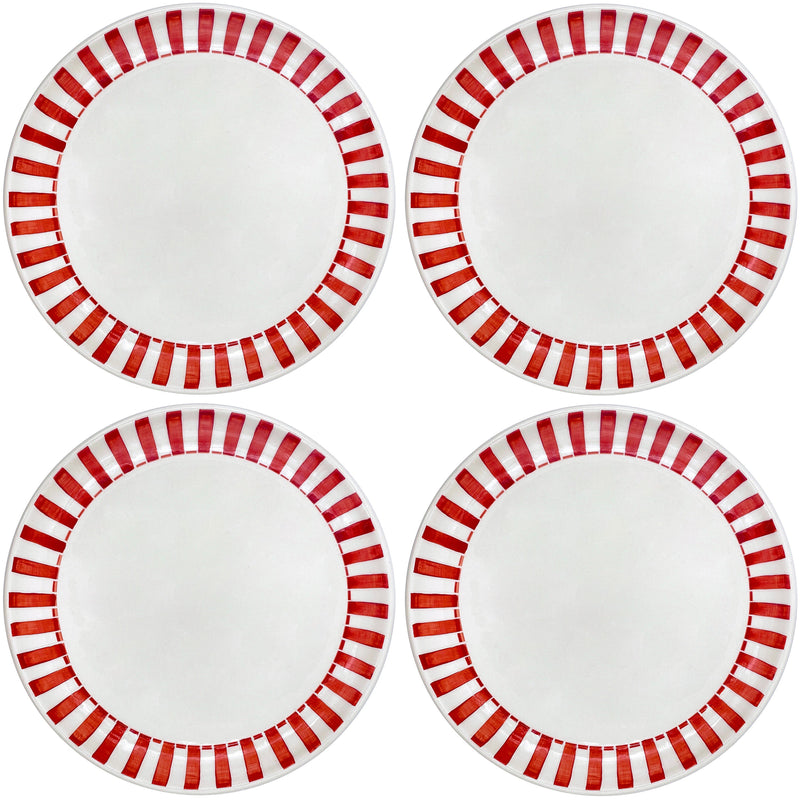 Charger Plate in Red, Stripes, Set of Four