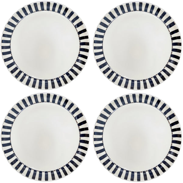 Charger Plate in Black, Stripes, Set of Four