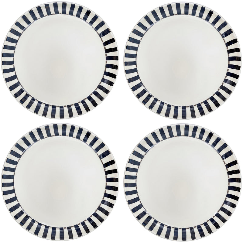 Charger Plate in Black, Stripes, Set of Four