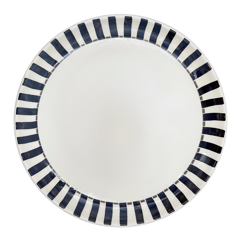 Charger Plate in Black, in Stripes