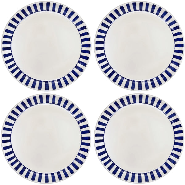 Charger Plate in Navy Blue, Stripes, Set of Four