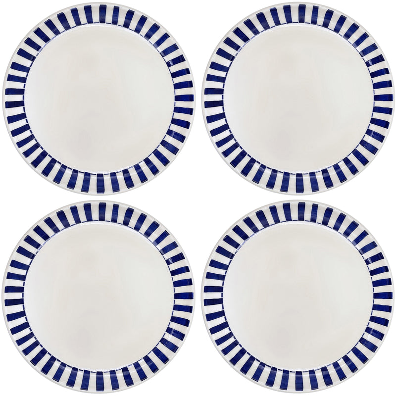 Charger Plate in Navy Blue, Stripes, Set of Four