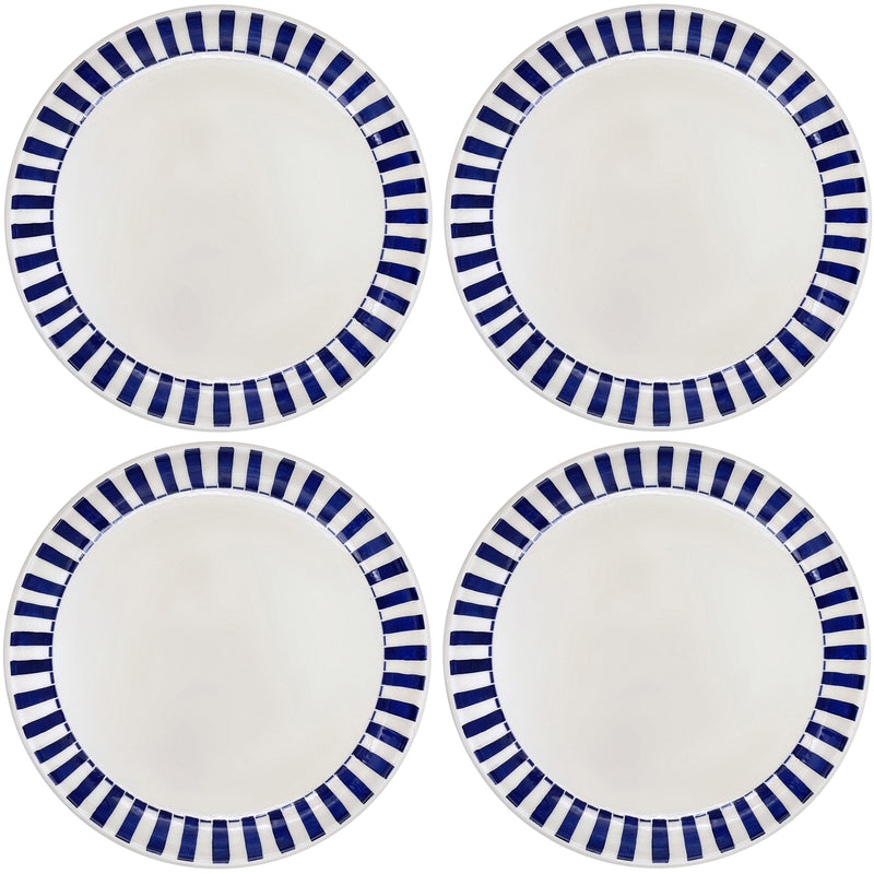 Charger Plate in Navy Blue, Stripes, Set of Four
