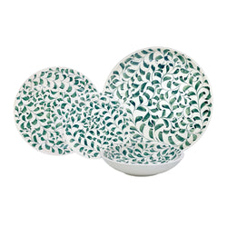 Dinner Set in Green, Scroll, 16 Piece