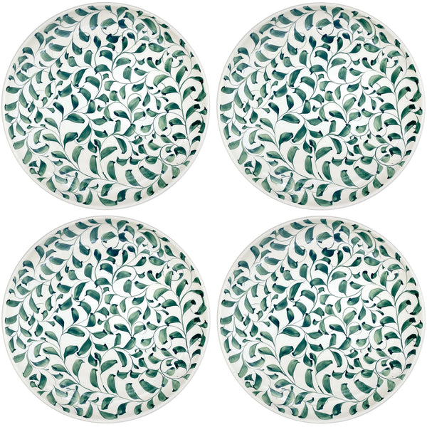 Charger Plate in Green, Scroll, Set of Four