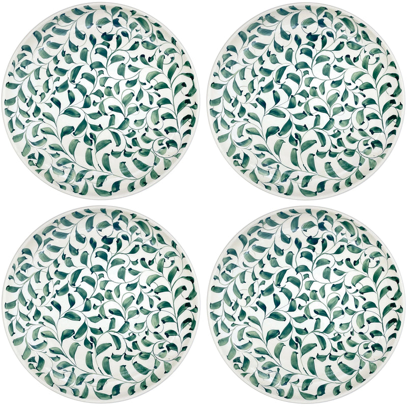 Charger Plate in Green, Scroll, Set of Four