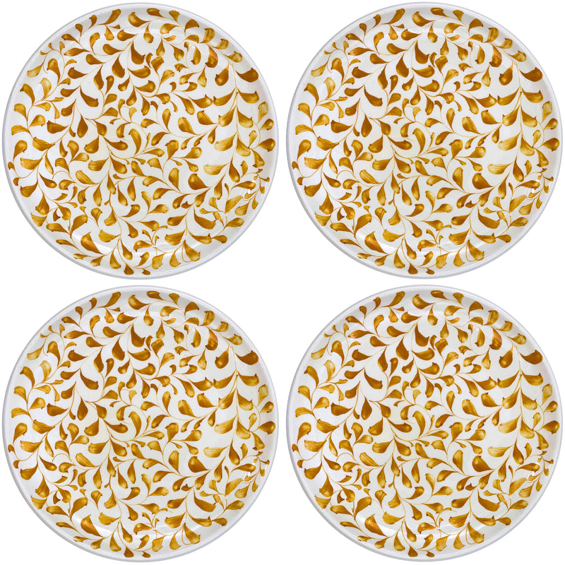 Charger Plate in Yellow, Scroll, Set of Four