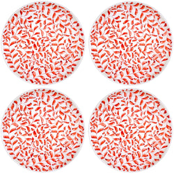 Charger Plate in Red, Scroll, Set of Four