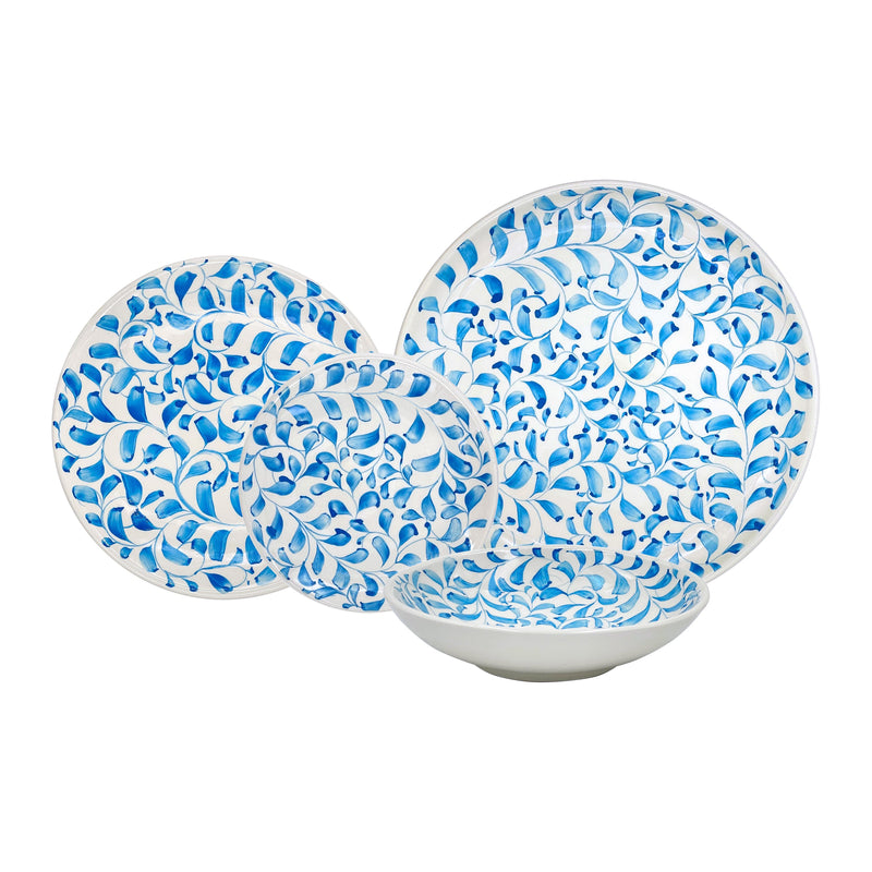 Dinner Set in Light Blue, Scroll, 16 Piece