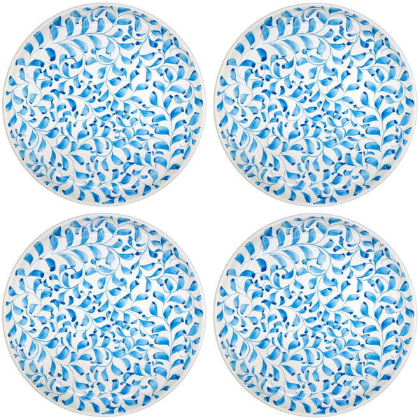Charger Plate in Light Blue, Scroll, Set of Four