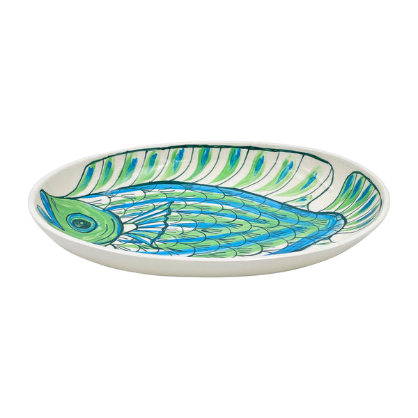 Small Oval Platter, Green Romina Fish