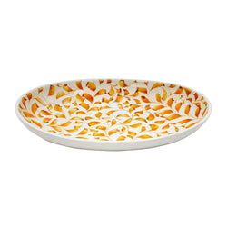 Small Oval Platter in Yellow, Scroll