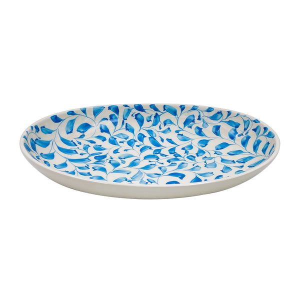 Small Oval Platter in Light Blue, Scroll