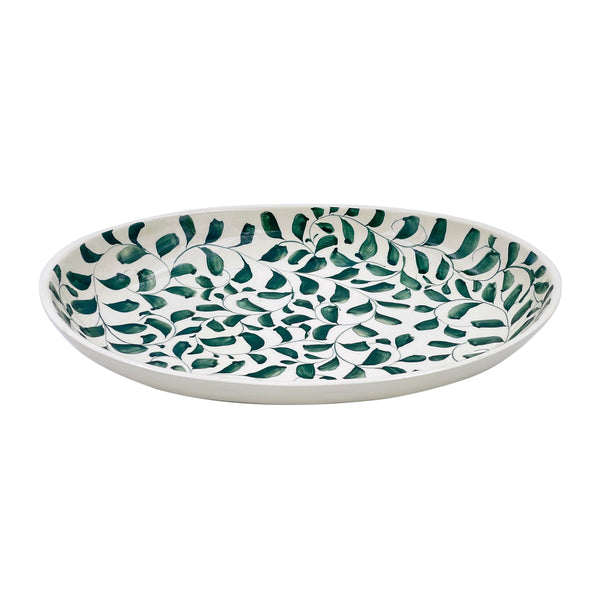 Small Oval Platter in Green, Scroll