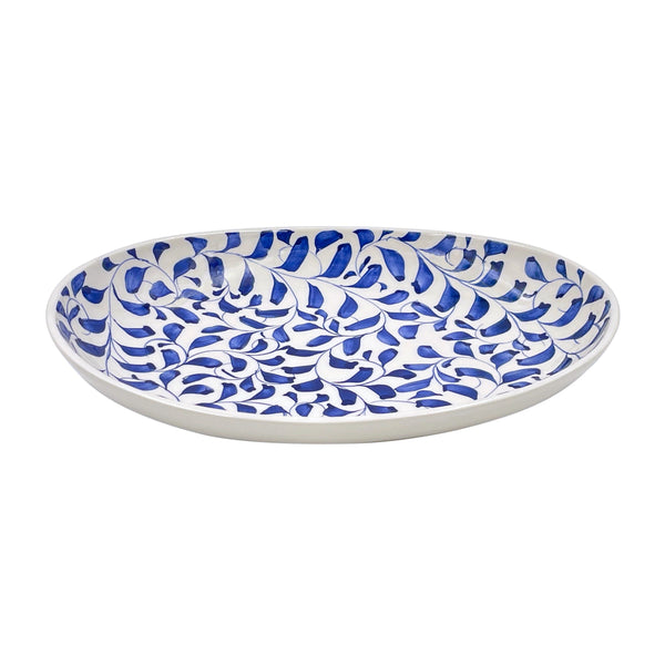 Small Oval Platter in Navy Blue, Scroll
