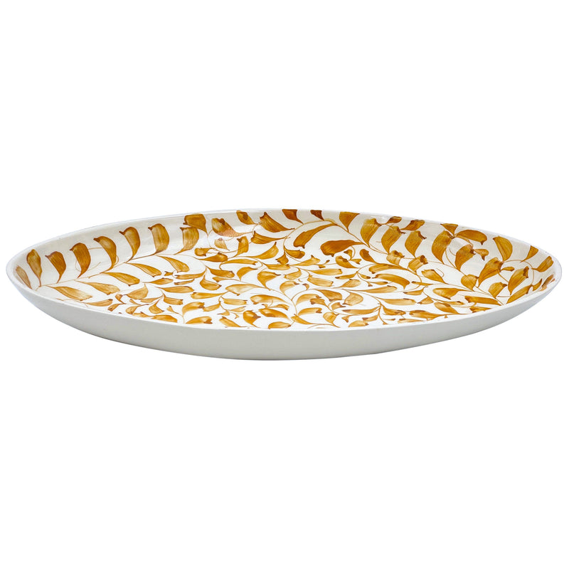 Large Oval Platter in Yellow, Scroll