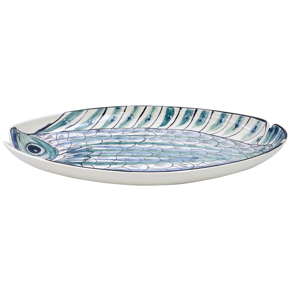 Large Oval Platter, Blue Romina Fish