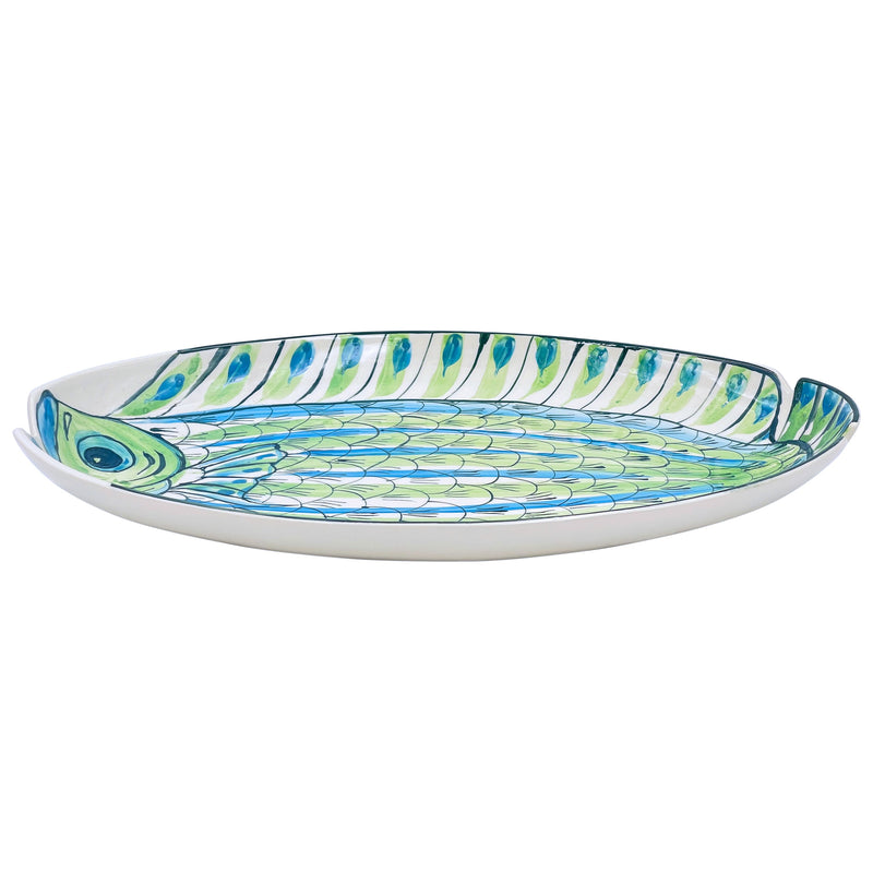 Large Oval Platter, Green Romina Fish