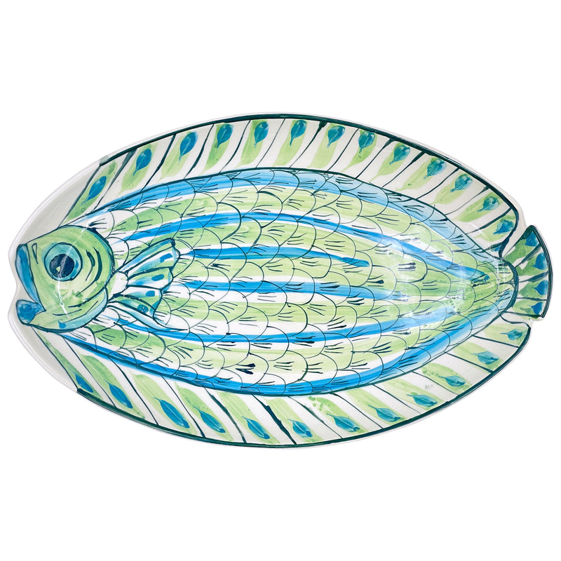 Large Oval Platter, Green Romina Fish
