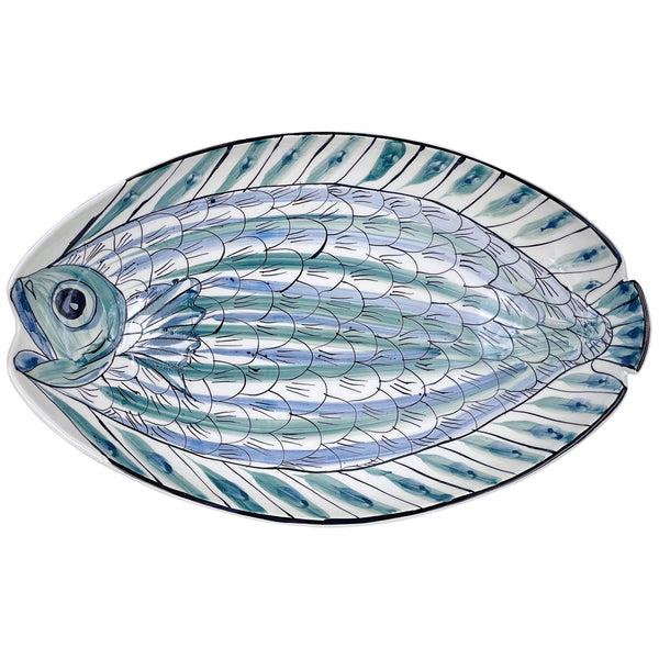 Large Oval Platter, Blue Romina Fish