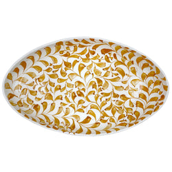 Large Oval Platter in Yellow, Scroll