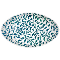 Large Oval Platter in Green, Scroll