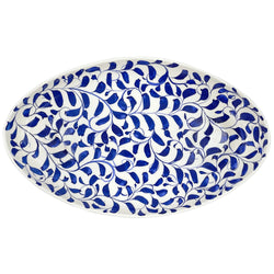 Large Oval Platter in Navy Blue, Scroll