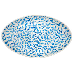 Large Oval Platter in Light Blue, Scroll