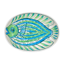 Small Oval Platter, Green Romina Fish